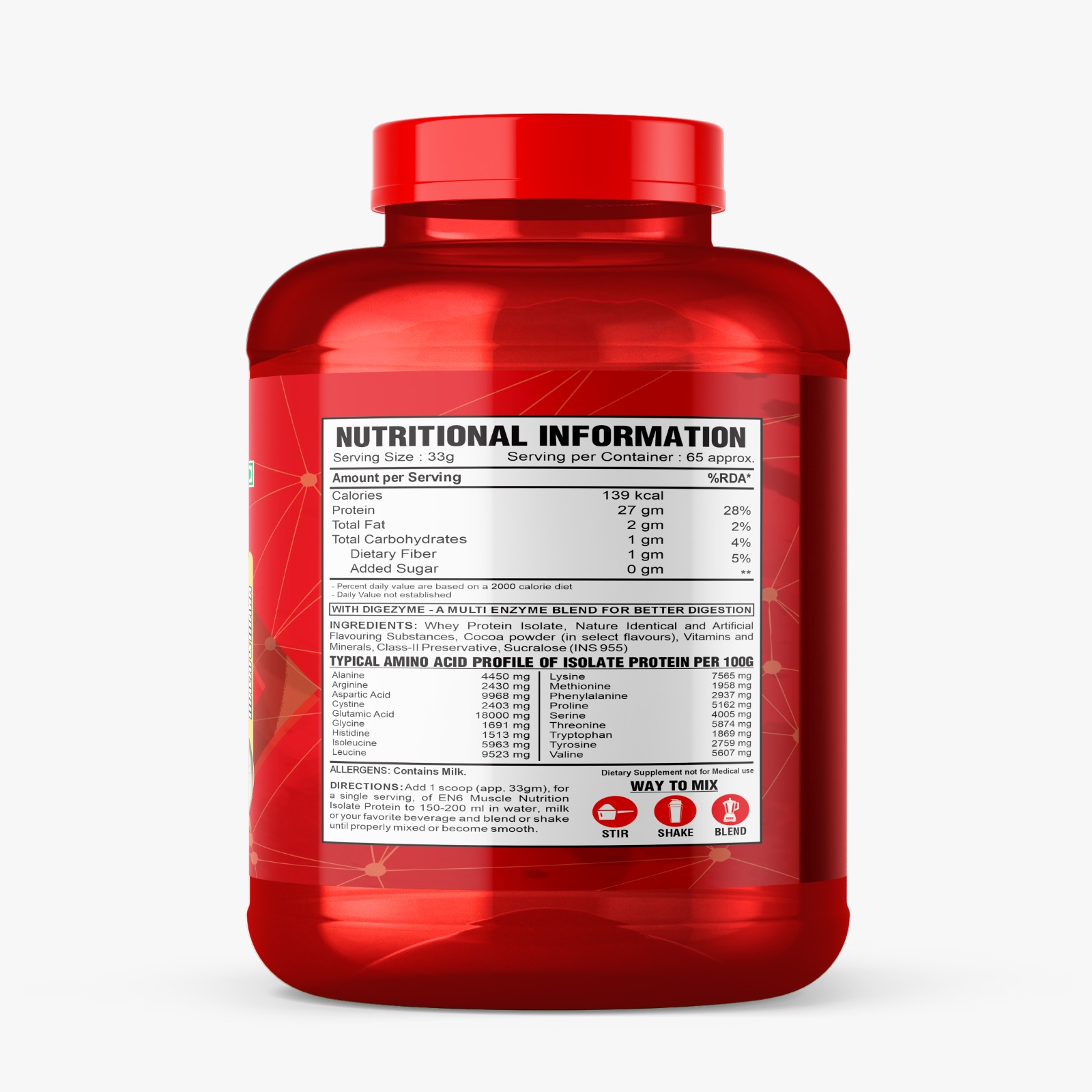 Muscle En6 Nutrition Isolate Protein Chocolate 2.25kg - Image 2