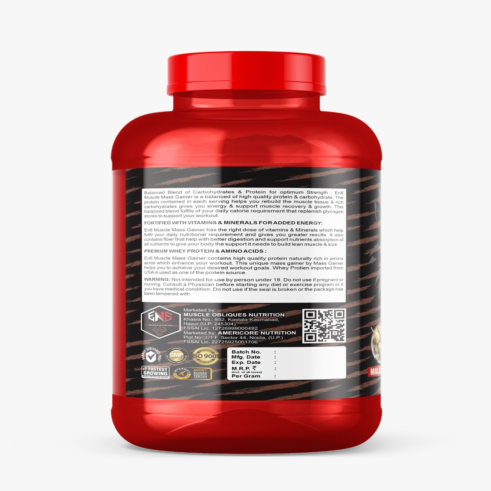 Muscle En6 Mass Gainer Malai Kulfi 2.75kg - Image 2